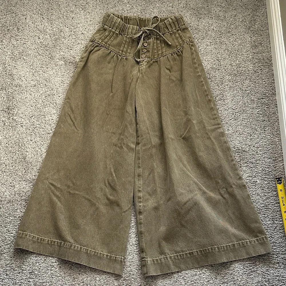 New So Me Wide-Leg Drawstring Pants ~ Olive - Picture 8 of 16